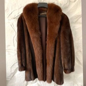 Adolfo Brown Authentic Real Mink Fur Coat (short)